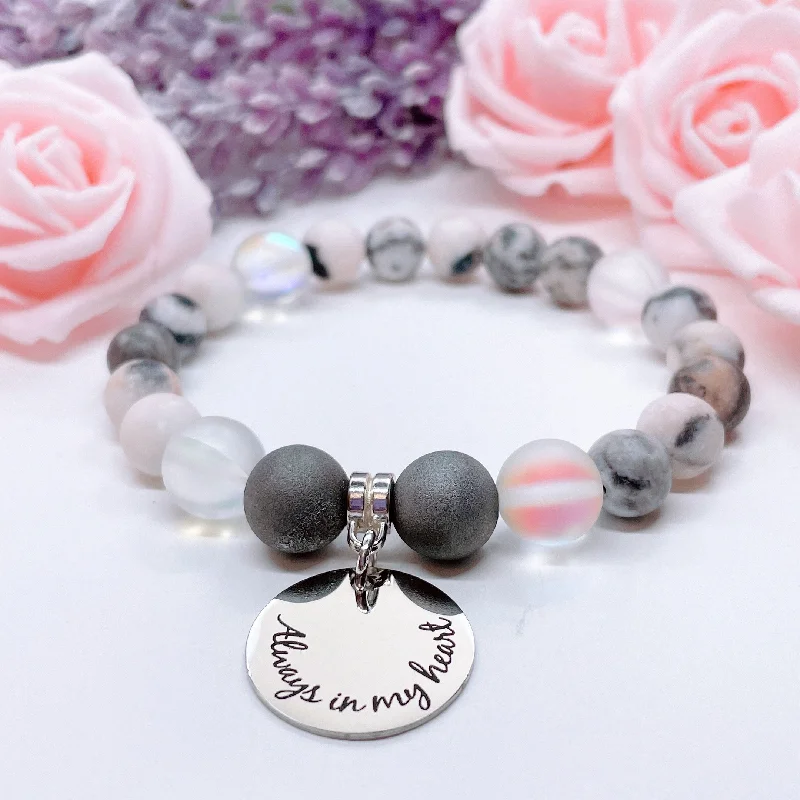 personalized bracelet with engraved initials for friendship gift-Always in My Heart Classic Charm Bracelet Druzy