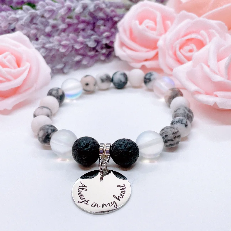 custom bracelet with gemstone for vitality and rejuvenation-Always in My Heart Classic Charm Bracelet Lava