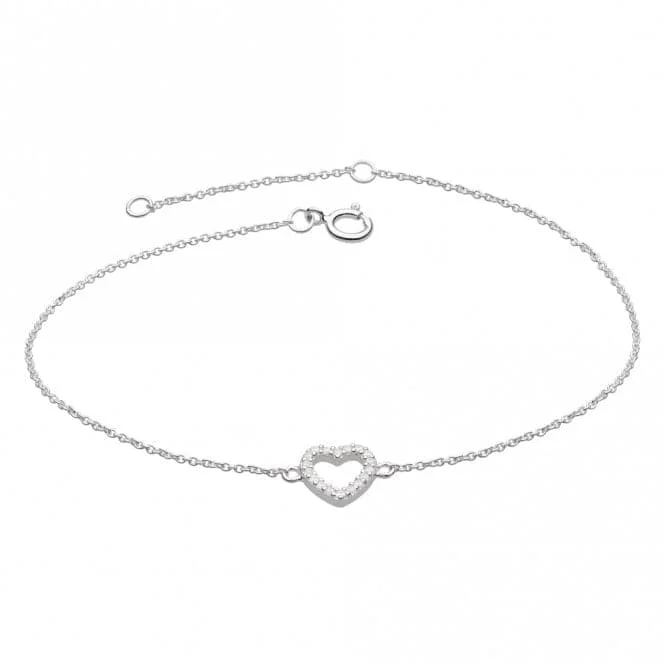 silver bracelet with engraved coordinates for special memories-Open Heart Zirconia Bracelet 7543CZ