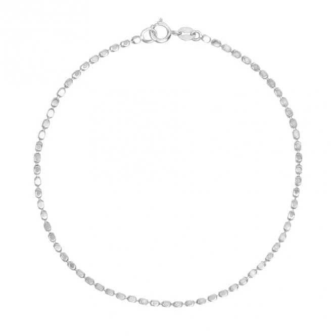 personalized silver bracelet with engraved initials for special event-Diamond Cut Chain 9ct White Gold Bracelet GB524