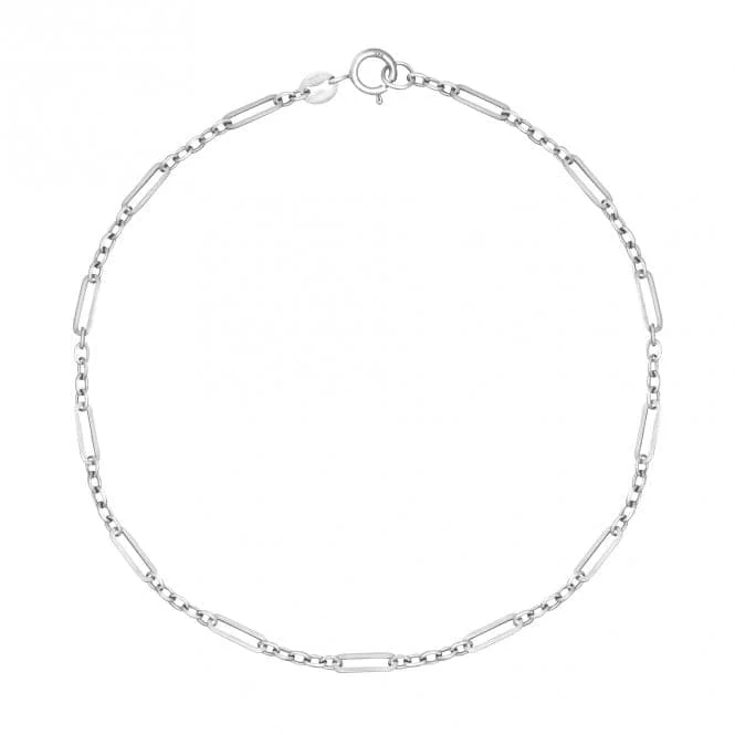 personalized silver bracelet with engraved name for family-Multi-Link 9ct White Gold Bracelet GB519