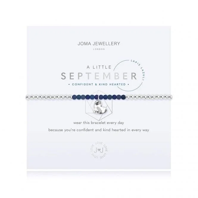 luxury silver bracelet with custom engraving for meaningful gift-A Little Birthstone September Lapis Silver 17.5cm Stretch Bracelet 3468