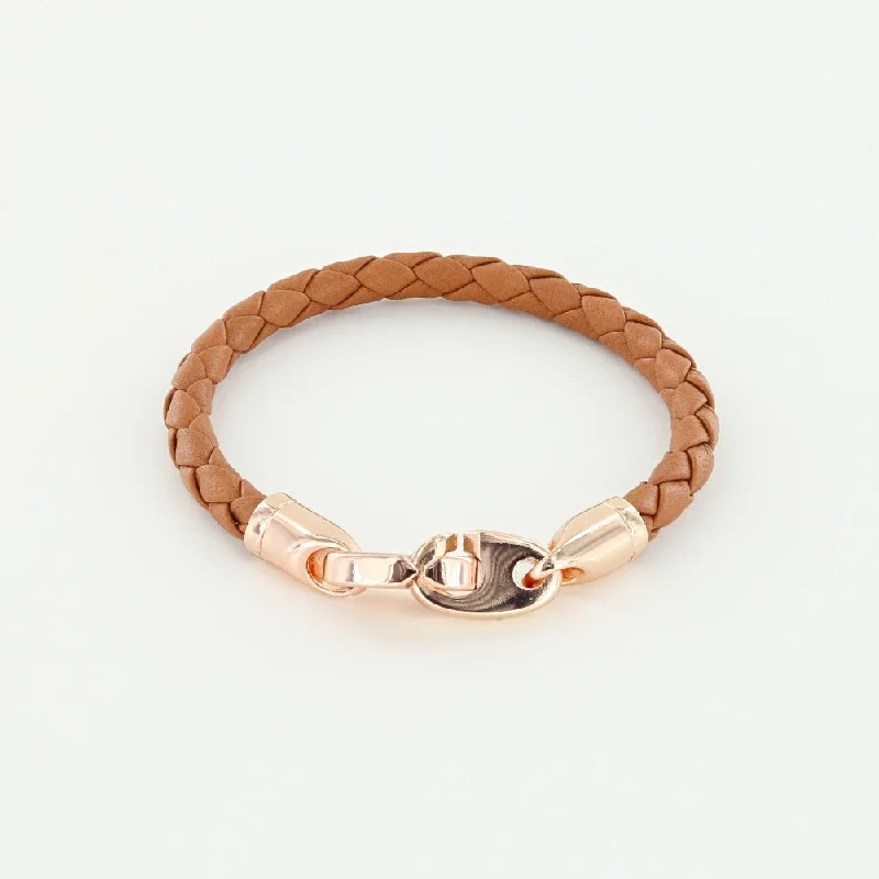 silver bracelet with charm for positive thinking and clarity-Lure Single Wrap Leather Bracelet with Rose Gold Brummels