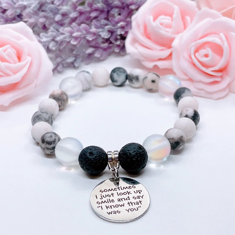 silver bracelet with engraved initials for sentimental gift-Sometimes I Just Look Up Classic Charm Bracelet Lava