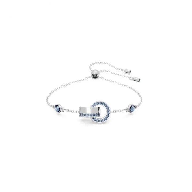 silver bracelet with gemstone for mental clarity and emotional healing-Hollow Interlocking Loop Blue Rhodium Plated Bracelet 5663493