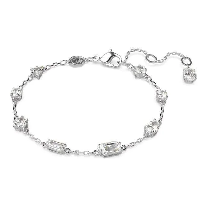 custom silver bracelet with engraving for love and affection-Mesmera Mixed Cuts Scattered Design White Rhodium Plated Bracelet 5661530