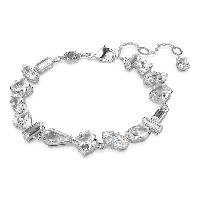 personalized bracelet with initials for personalized gift-Mesmera Mixed Cuts White Rhodium Plated Bracelet 5661529