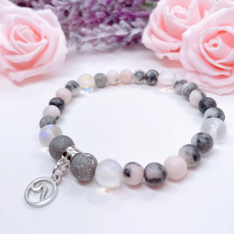 custom bracelet with meaningful symbols for personal strength-Wave Companion Charm Bracelet Druzy