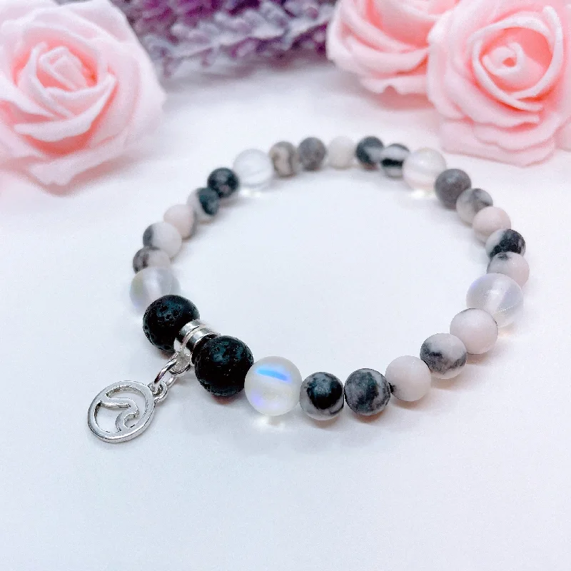 silver bracelet with gemstone for health and protection-Wave Companion Charm Bracelet Lava