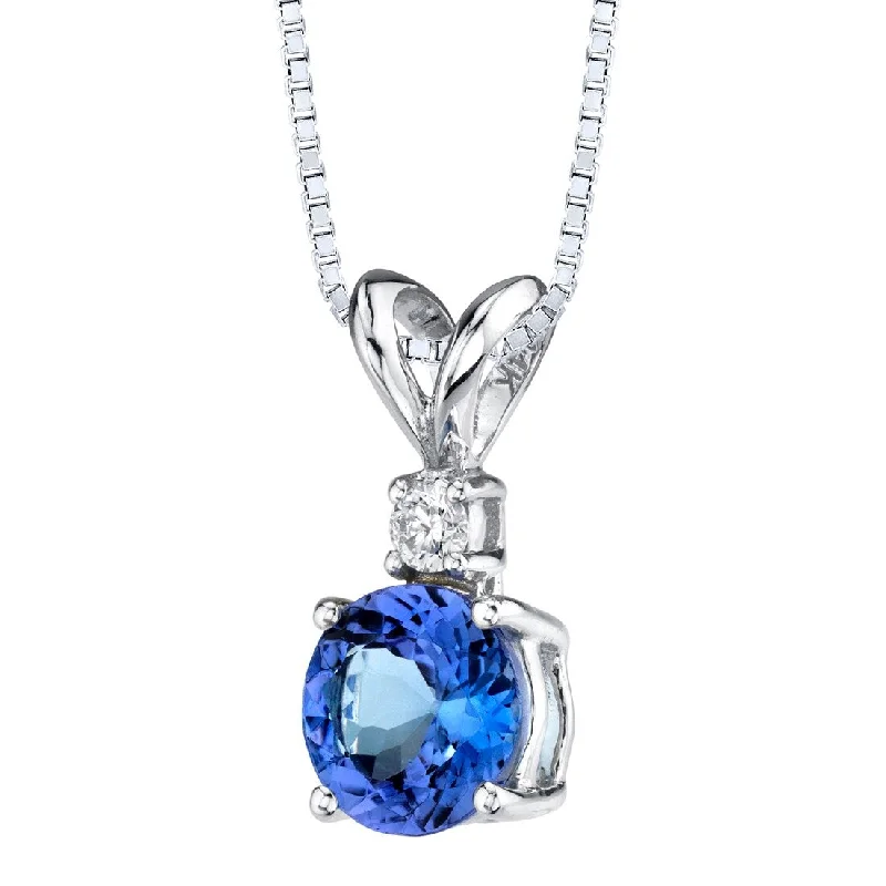 personalized infinity pendant necklace with crystal -1.05 cts Tanzanite Diamond Pendant 14k White Gold Round 6.50mm