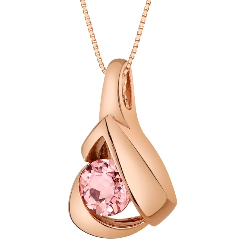 women’s pendant necklace with gemstone heart and charm -1 ct Simulated Morganite Pendant in Rose color Sterling Silver