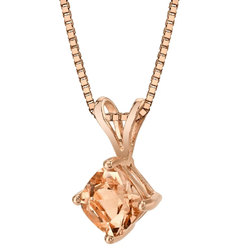 celestial pendant necklace with star and heart charm -14k Rose Gold Cushion Cut 0.75 cts Morganite Pendant