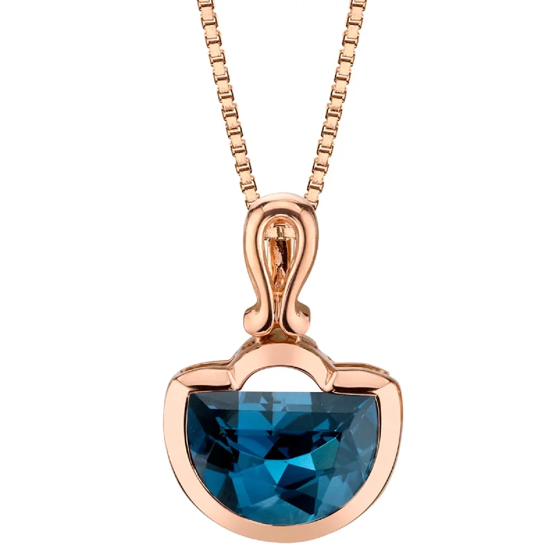 personalized pendant necklace for girlfriend’s gift -14k Rose Gold London Blue Topaz Pendant 4.00 ct