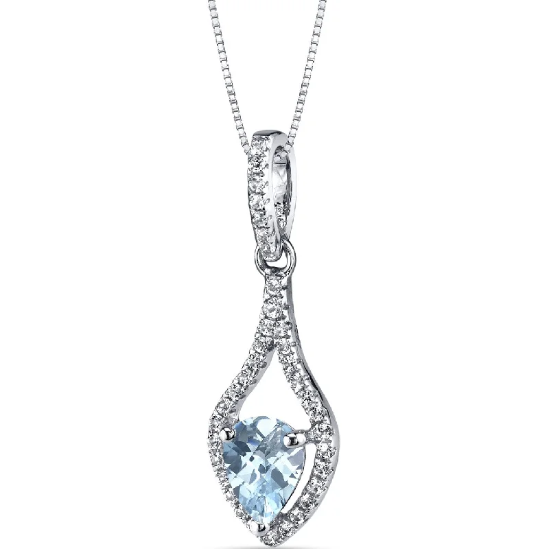 custom pendant necklace for bridesmaids with birthstone -14K White Gold Aquamarine Tear Drop Pendant 0.50 Carats