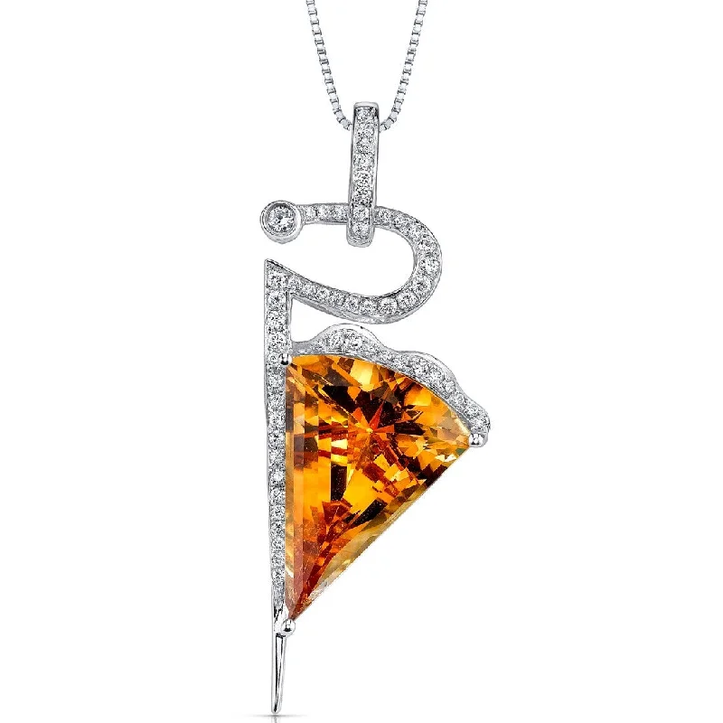 custom pendant necklace with moonstone and stars -14k White Gold Citrine and Diamond Pendant Fancy Cut 8.5 ct