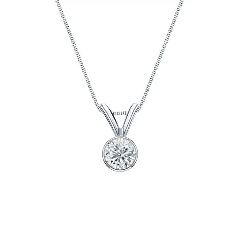 celestial pendant necklace with star and heart charm -Auriya 14-karat Gold 0.20ctw Round Solitaire Lab Grown Diamond Necklace Bezel (F-G VS) - 0.2