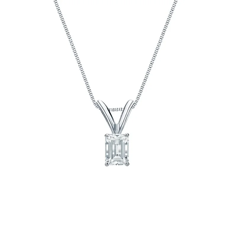 custom name pendant necklace with diamond charm -Auriya 14-karat Gold 0.25ctw Emerald Solitaire Lab Grown Diamond Necklace 4-Prong Basket (H-I VS) - 0.25