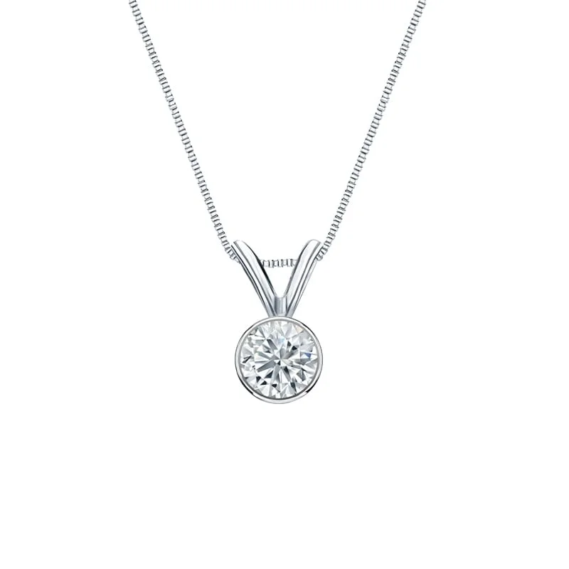 silver pendant necklace with birthstone and charm -Auriya 14-karat Gold 0.25ctw Round Solitaire Lab Grown Diamond Necklace Basket (D-E VVS) - 0.25