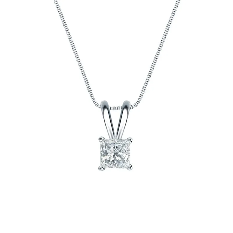 women’s custom necklace with personalized initial pendant -Auriya 14-karat Gold 0.38ctw Princess Solitaire Lab Grown Diamond Necklace 4-Prong Basket (F-G VS) - 0.38