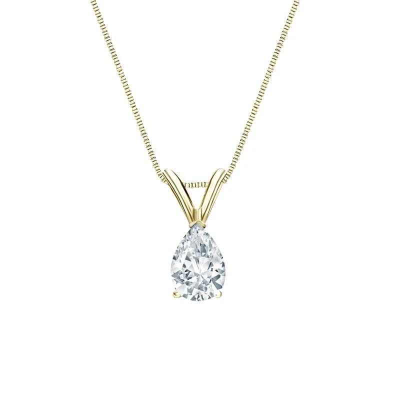 women’s pendant necklace with gold heart charm -Auriya 14-karat Gold 0.45ctw Pear Solitaire Lab Grown Diamond Necklace V-End (F-G VS) Prong - 0.45