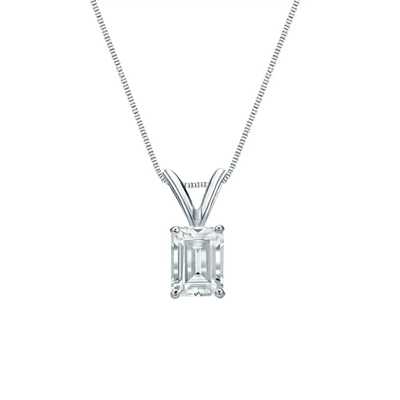 celestial pendant necklace with custom photo engraving -Auriya 14-karat Gold 0.50ctw Emerald Solitaire Lab Grown Diamond Necklace 4-Prong Basket (F-G VS) - 0.5