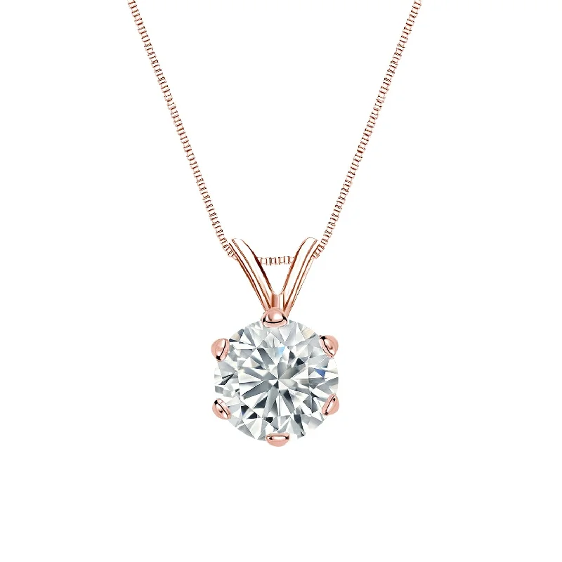 women’s celestial pendant necklace with custom engraving -Auriya 14-karat Gold 4.00ctw Round Solitaire Lab Grown Diamond Necklace 6-Prong (H-I VS) - 4