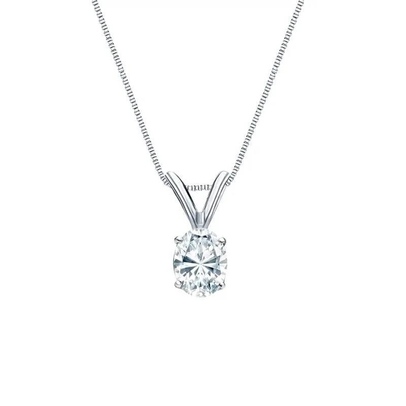 celestial pendant necklace with crystal for women -Auriya 14k Gold 0.30ctw Oval Solitaire Lab Grown Diamond Necklace 4-Prong Basket (F-G VS) - 0.3