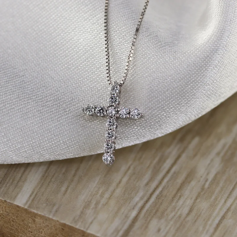 personalized pendant necklace with photo and message engraving -Auriya 14k Gold Round Diamond Cross Necklace 1/4CTW (H-I, I1-I2)