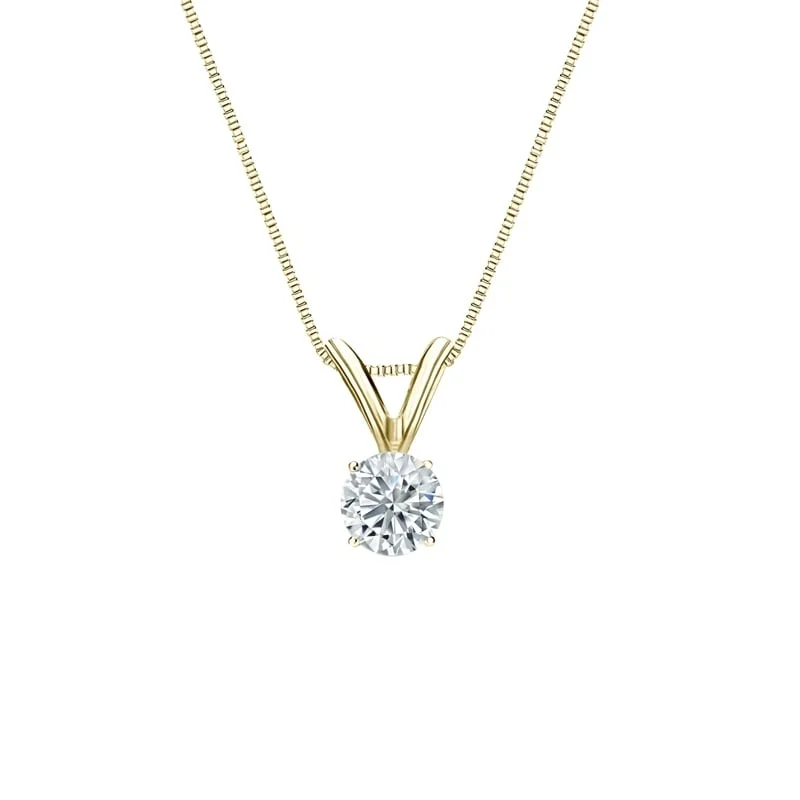 custom infinity pendant necklace with nameplate -Auriya 18-karat Gold 0.20ctw Round Solitaire Lab Grown Diamond Necklace 4-Prong Basket (F-G VS) - 0.2