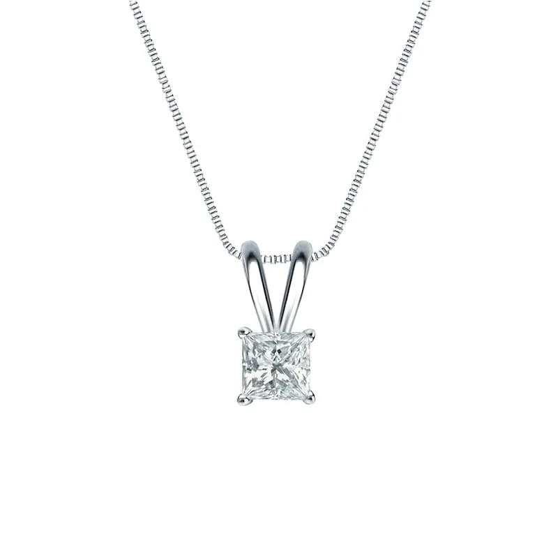 custom pendant necklace for mom with engraved initials -Auriya 18-karat Gold 0.25ctw Princess Solitaire Lab Grown Diamond Necklace 4-Prong Basket (D-E VVS) - 0.25