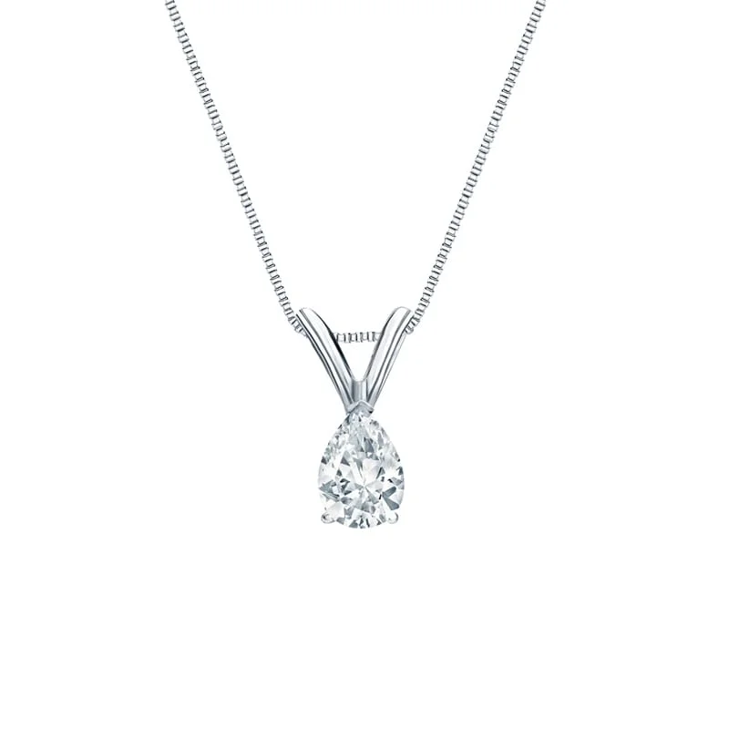 women’s dainty pendant necklace with moonstone -Auriya 18-karat Gold 0.30ctw Pear Solitaire Lab Grown Diamond Necklace V-End (F-G VS) Prong - 0.3