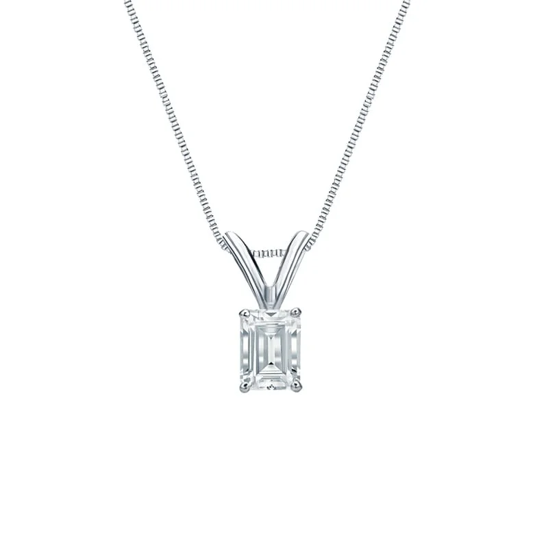 celestial crystal pendant necklace with initials for bride -Auriya 18-karat Gold 0.38ctw Emerald Solitaire Lab Grown Diamond Necklace 4-Prong Basket (D-E VVS) - 0.38