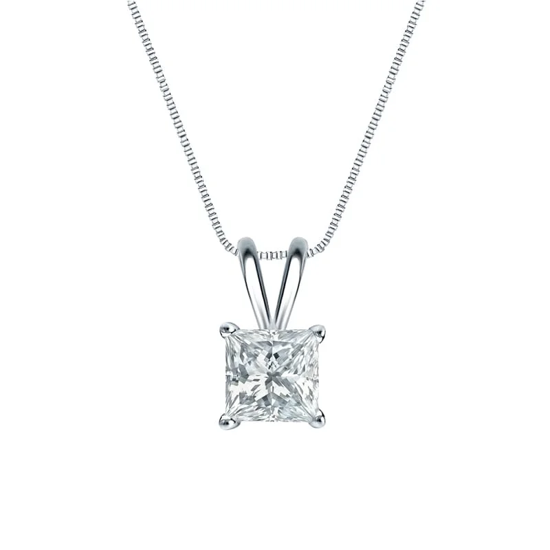 women’s heart-shaped pendant necklace with custom engraving -Auriya 18-karat Gold 0.75ctw Princess Solitaire Lab Grown Diamond Necklace 4-Prong Basket (H-I VS) - 0.75