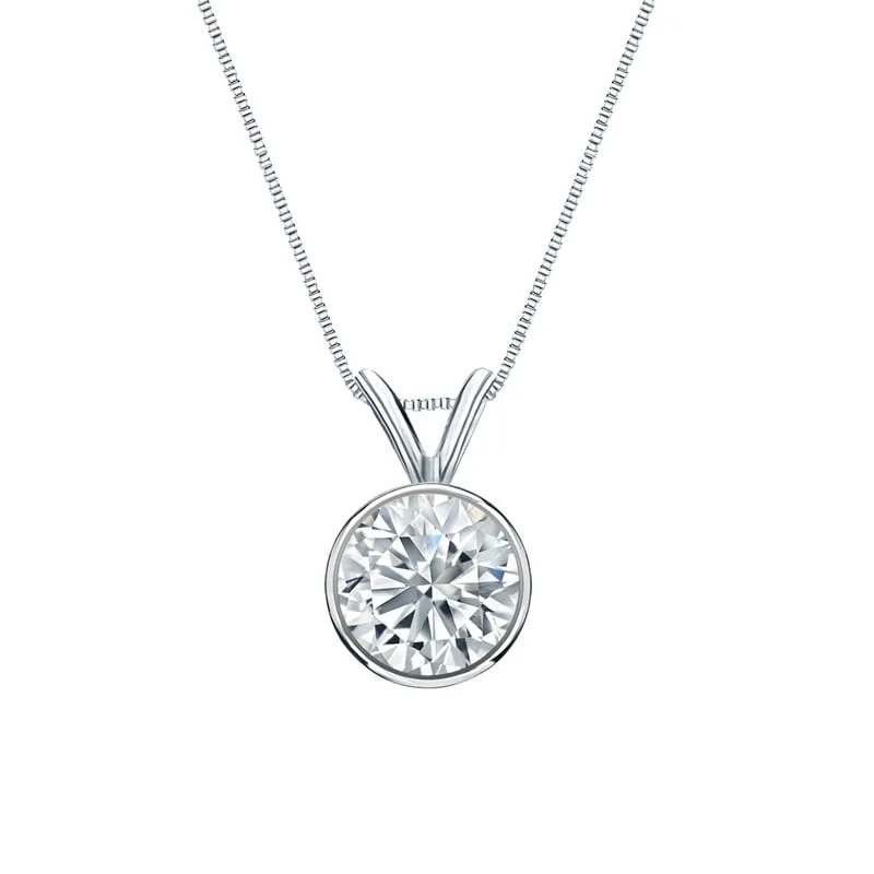 custom engraved pendant necklace with date -Auriya 18-karat Gold 0.90ctw Round Solitaire Lab Grown Diamond Necklace Bezel (F-G VS) - 0.90