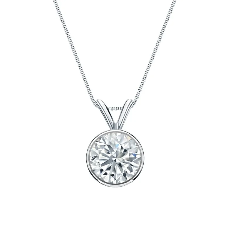 celestial pendant necklace with star and moon engraving -Auriya 18-karat Gold 2.25ctw Round Solitaire Lab Grown Diamond Necklace Bezel (H-I VS) - 2.25