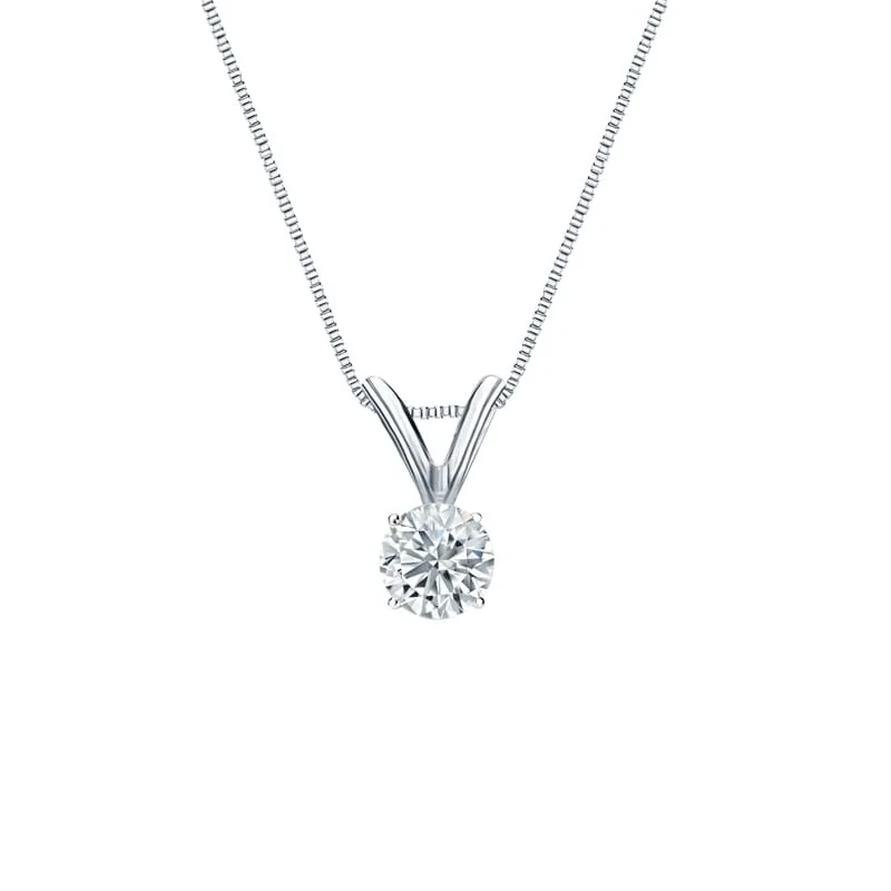 custom pendant necklace with personalized date -Auriya Platinum 0.20ctw Round Solitaire Lab Grown Diamond Necklace 4-Prong Basket (F-G VS) - 0.2