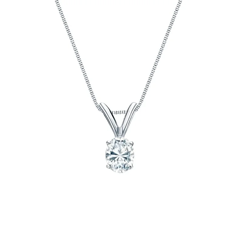 women’s pendant necklace with gold crystal and charm -Auriya Platinum 0.25ctw Oval Solitaire Lab Grown Diamond Necklace 4-Prong Basket (D-E VVS) - 0.25