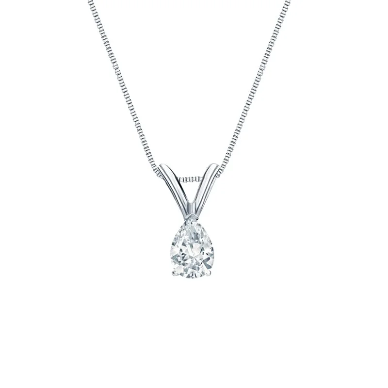 women’s dainty pendant necklace with personalized birthstone -Auriya Platinum 0.25ctw Pear Solitaire Lab Grown Diamond Necklace V-End (H-I VS) Prong - 0.25