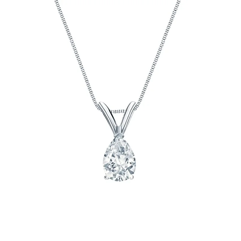 personalized pendant necklace for couple anniversary -Auriya Platinum 0.38ctw Pear Solitaire Lab Grown Diamond Necklace V-End (H-I VS) Prong - 0.38