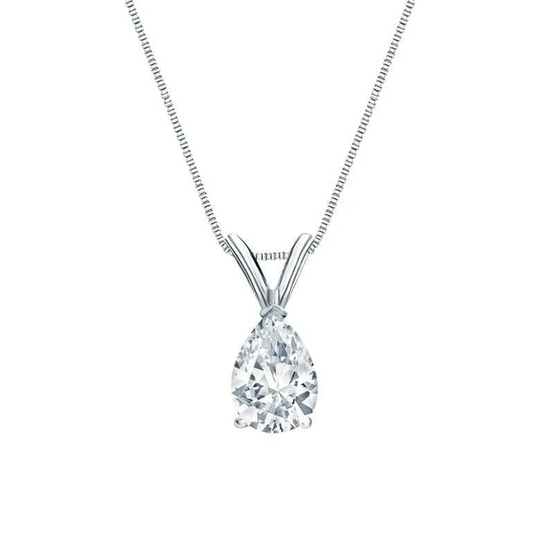 women’s personalized pendant necklace with charm and birthstone -Auriya Platinum 0.50ctw Pear Solitaire Lab Grown Diamond Necklace V-End (H-I VS) Prong - 0.5