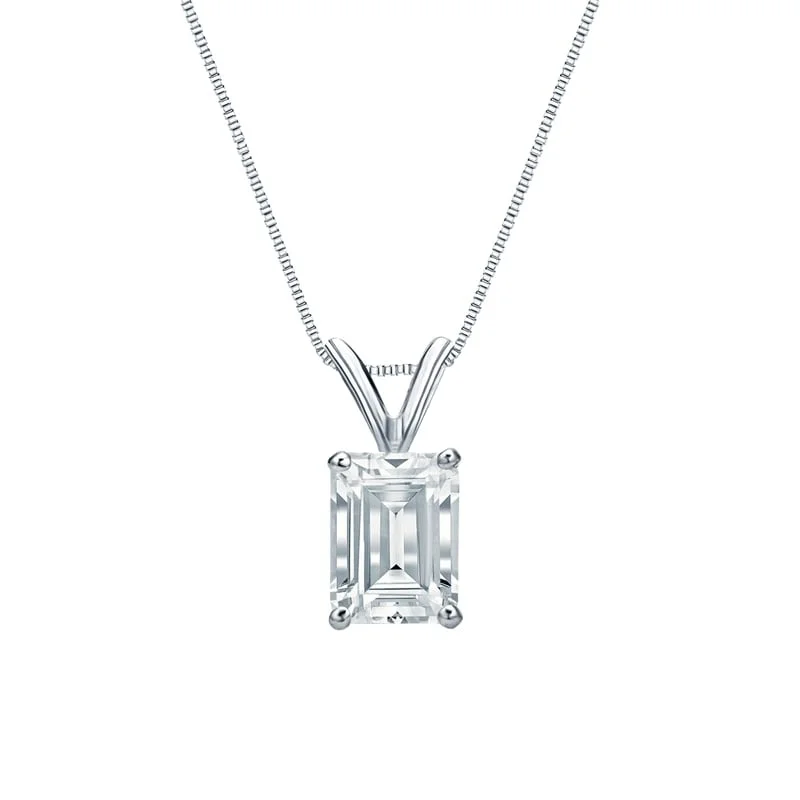 personalized pendant necklace with letter engraving -Auriya Platinum 1.25ctw Emerald Solitaire Lab Grown Diamond Necklace 4-Prong Basket (D-E VVS) - 1.25