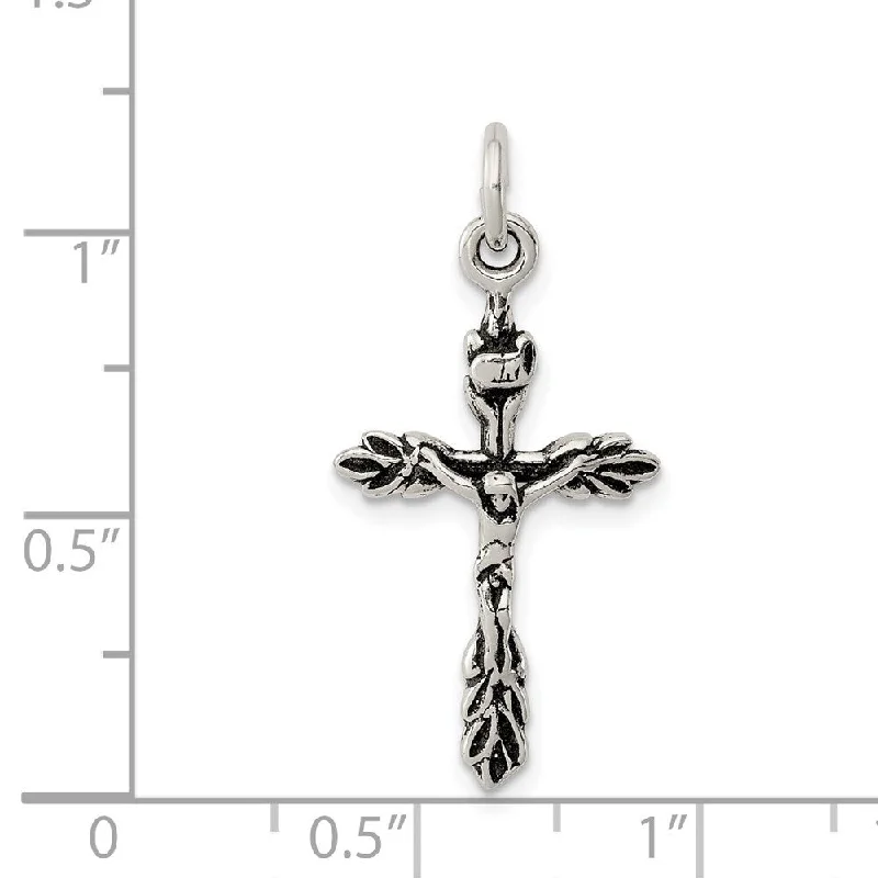 women’s dainty heart-shaped pendant necklace with crystal -Diamond2Deal 925 Sterling Silver Antiqued Crucifix Pendant (L- 33 mm, W- 15 mm)