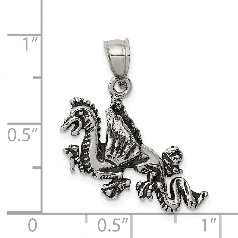 personalized pendant necklace for best friend gift -Diamond2Deal 925 Sterling Silver Antiqued Flying Dragon Pendant