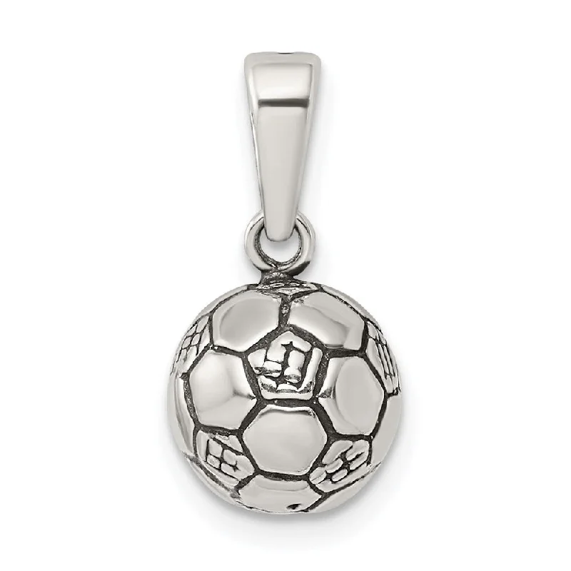 personalized pendant necklace with star and gemstone -Diamond2Deal 925 Sterling Silver Antiqued Soccer Ball Pendant (L- 12 mm, W- 10 mm)