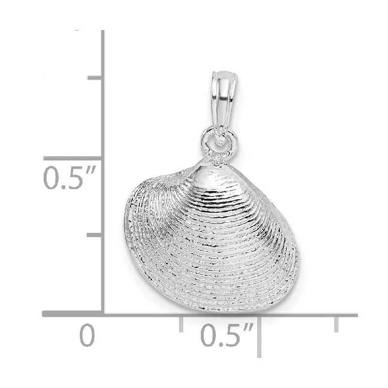 personalized pendant necklace for special anniversaries -Diamond2Deal 925 Sterling Silver Clam Shell Pendant, (L-19.66mm)