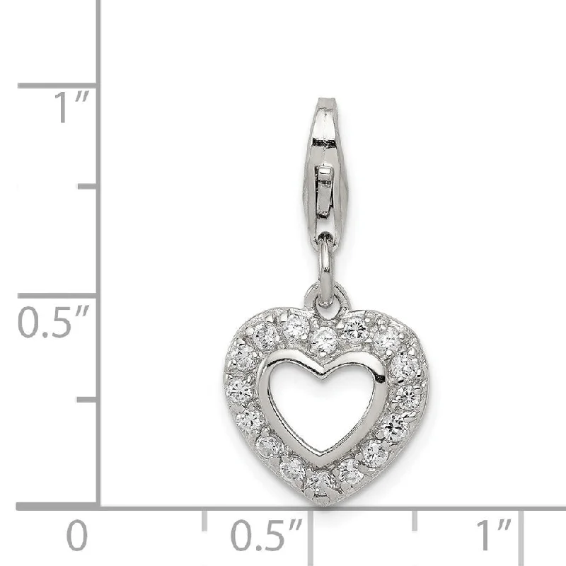 custom pendant necklace with heart charm for wedding -Diamond2Deal 925 Sterling Silver CZ Heart Pendant (L- 24 mm, W- 13 mm)