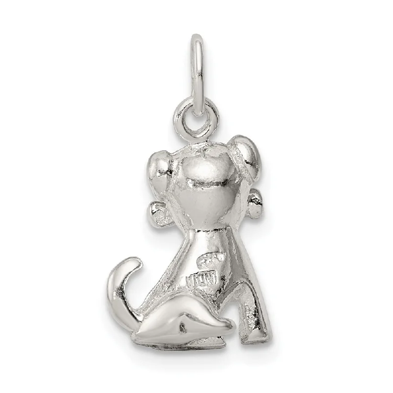 celestial pendant necklace with moon charm for brides -Diamond2Deal 925 Sterling Silver Doggie Bone Pendant (L- 20 mm, W- 10 mm)