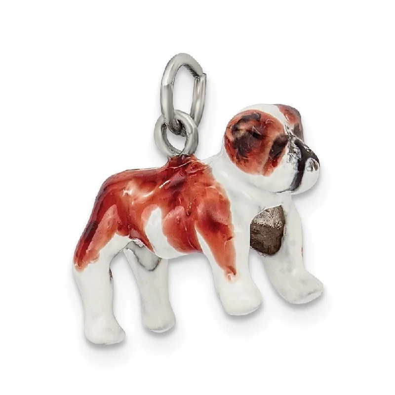 custom pendant necklace for bridesmaid gifts -Diamond2Deal 925 Sterling Silver Enameled Bulldog Pendant (L- 17 mm, W- 19 mm)