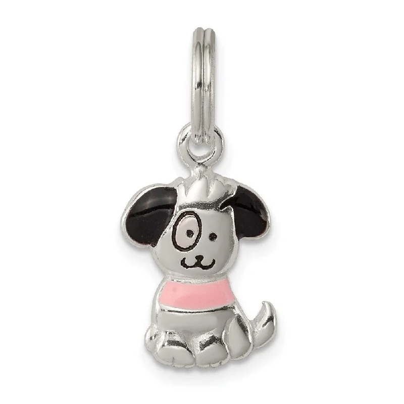 personalized pendant necklace for family gift with nameplate -Diamond2Deal 925 Sterling Silver Enameled Puppy Pendant (L- 22 mm, W- 10 mm)