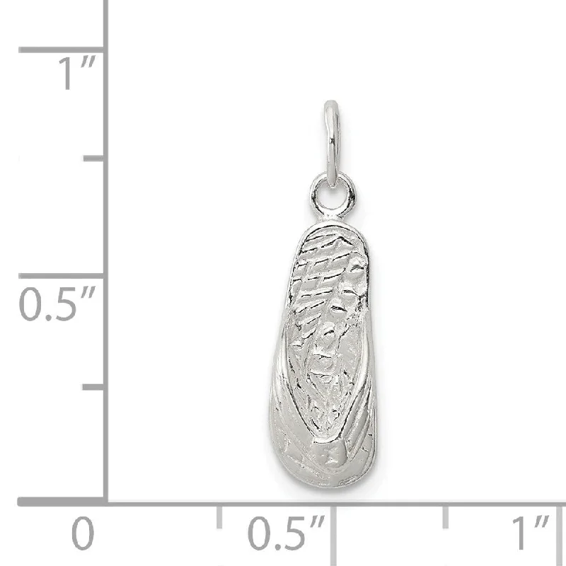 silver pendant necklace with crystal heart and initial engraving -Diamond2Deal 925 Sterling Silver Flip Flop Charm Pendant (L- 18 mm, W- 7 mm)